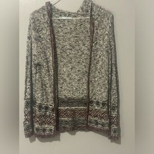Maurice’s hooded Cardigan sweater. Size small multi color knit